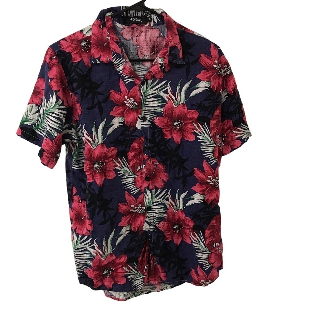 Jogal hibiscus print button down shirt